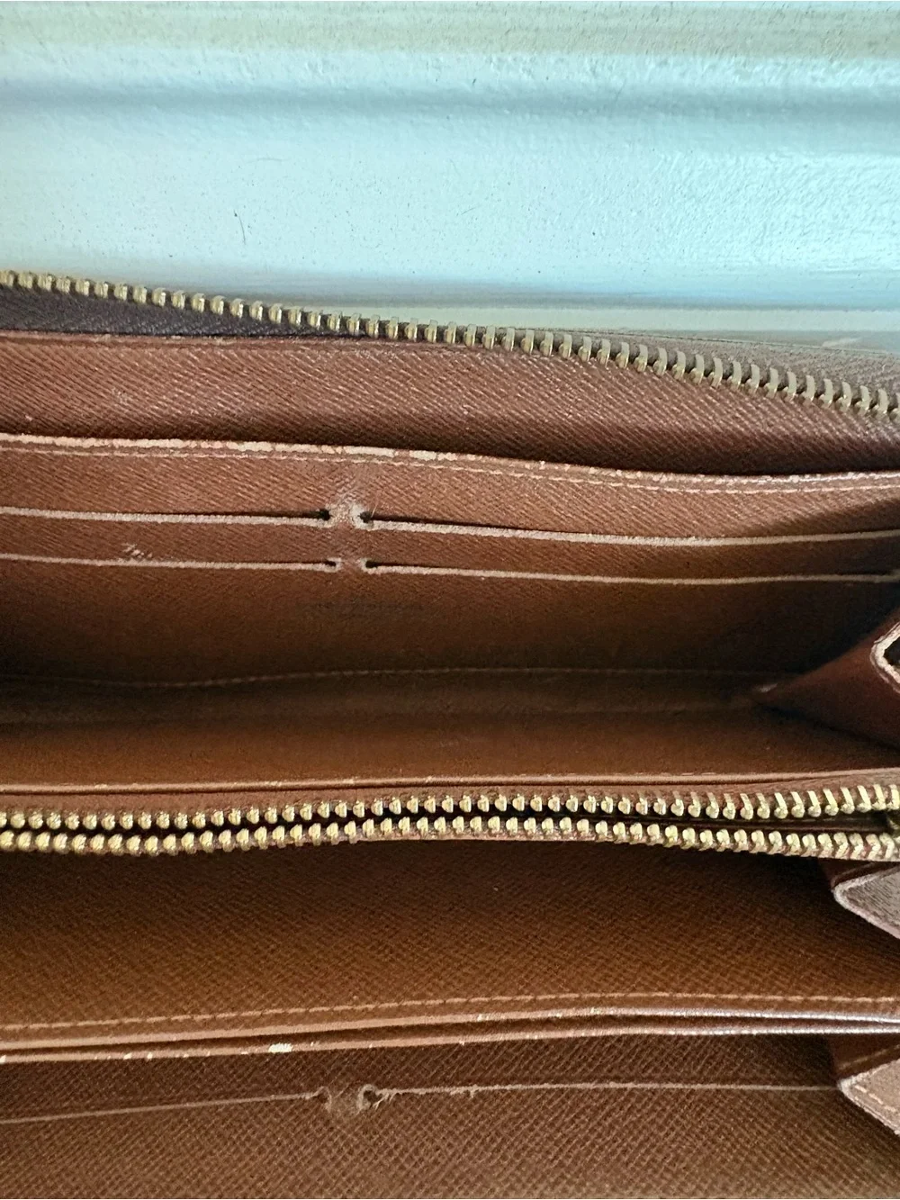 Louis Vuitton Monogram Canvas Zip Around Wallet in Brown